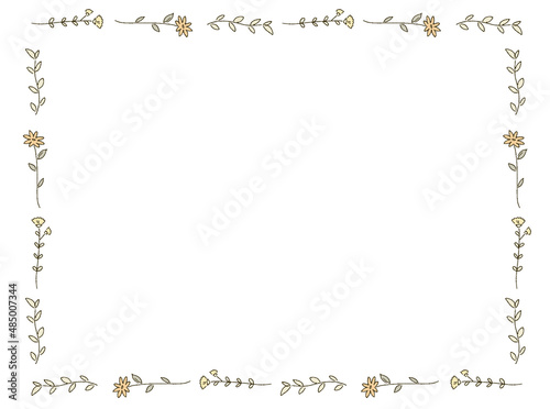 ビューティー　シンプルな花のフレームイラストレーション