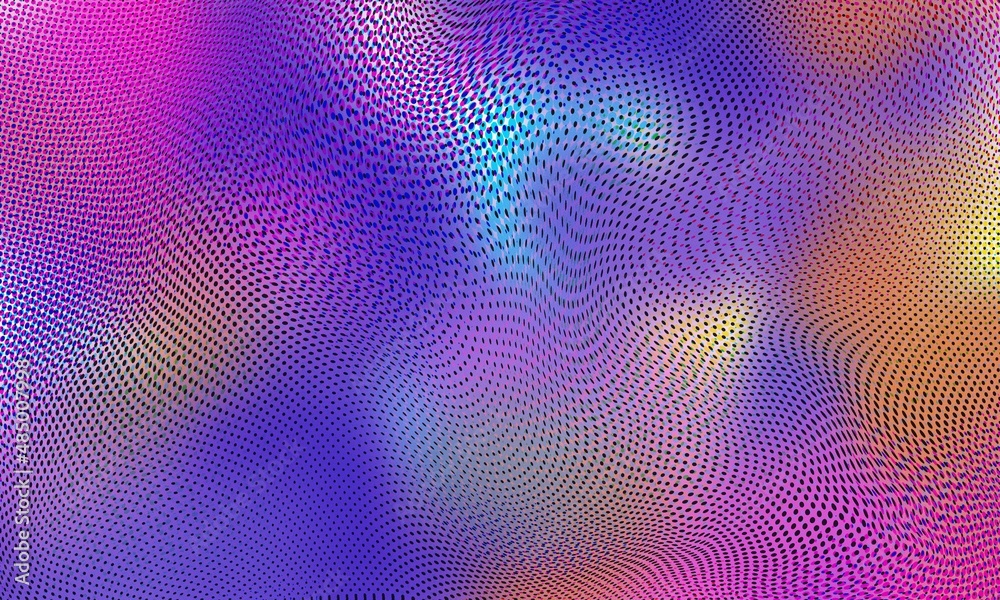 Blurred Abstract Holographic gradient blended rainbow colors with enhanced half tone, digital soft noise and grain textures for trending Lo-Fi background pattern
Blurred Abstract Holographic gradient blended rainbow colors with enhanced half tone, digital soft noise and grain textures for trending Lo-Fi background pattern
