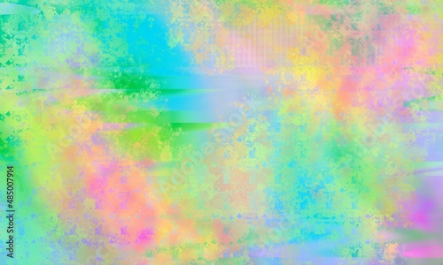  Blurred Abstract Holographic gradient blended rainbow colors with  enhanced half tone, digital soft noise and grain textures for trending Lo-Fi background pattern © kalanustudios.com
