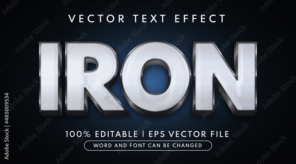 Iron text, white silver editable text effect style