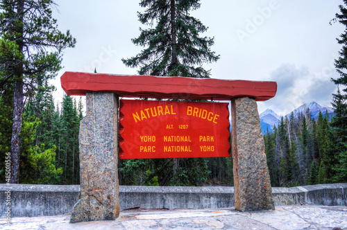 Natural Bridge sign at Yoho National Park in the Canadian Rockies