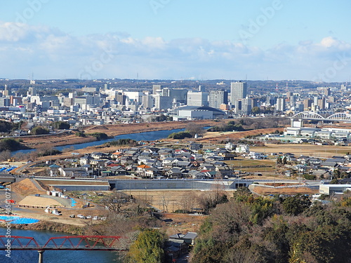 野見山から見た豊田市街地と矢作川