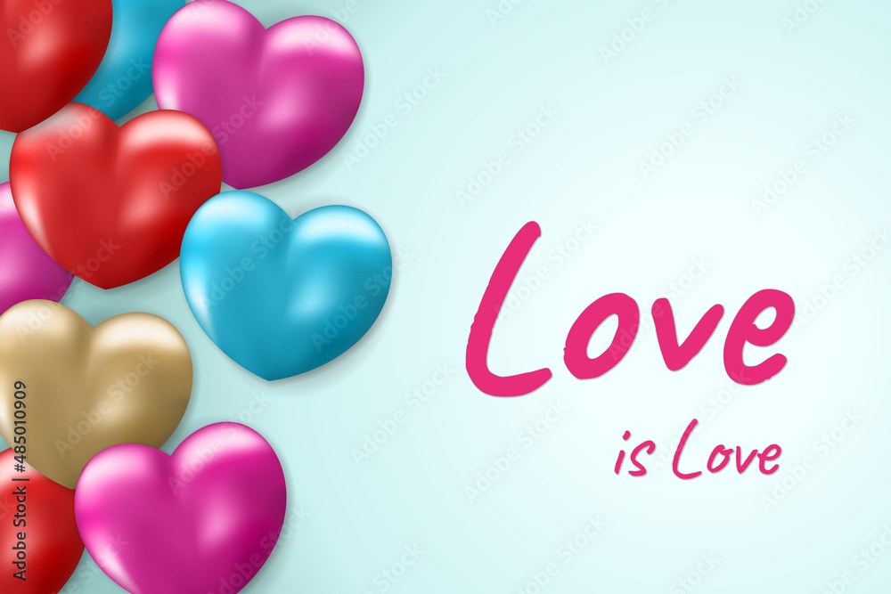 Colorful Love Balloons for Valentine's Day Illustration. Place for text.