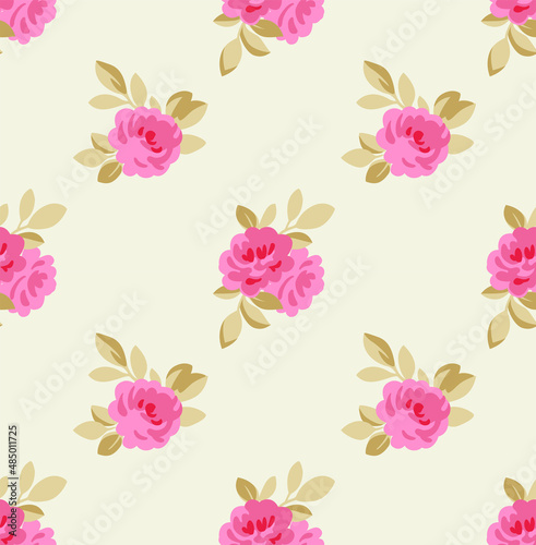 Flat rose flower pattern background Free Vector