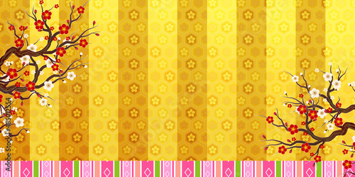 ひな祭り　梅　和柄　背景