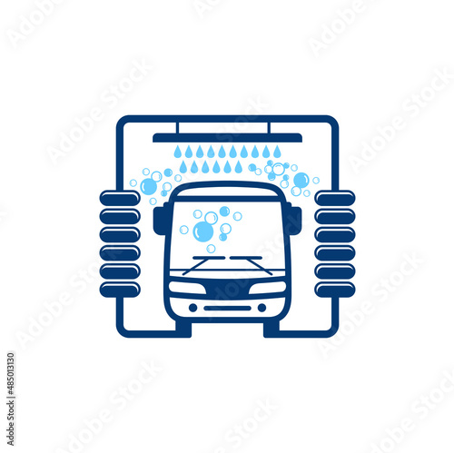 logo template for bus wash service, vector art.