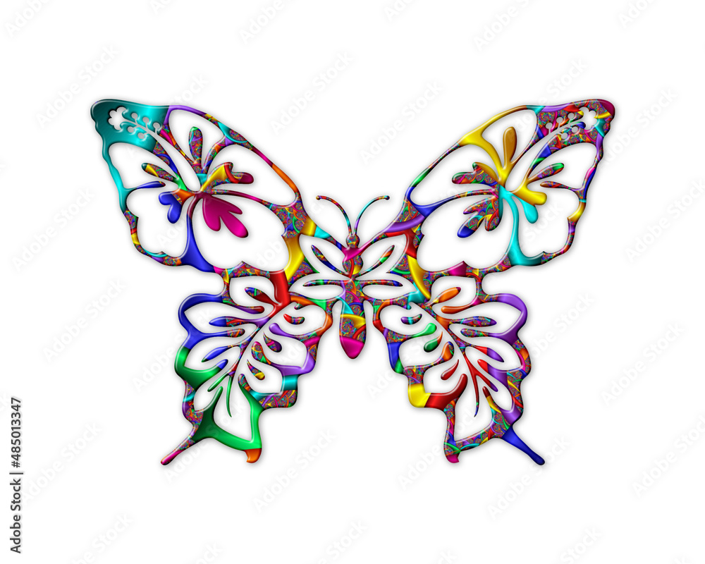 Fototapeta premium Butterfly symbol Mandala icon chromatic logo illustration