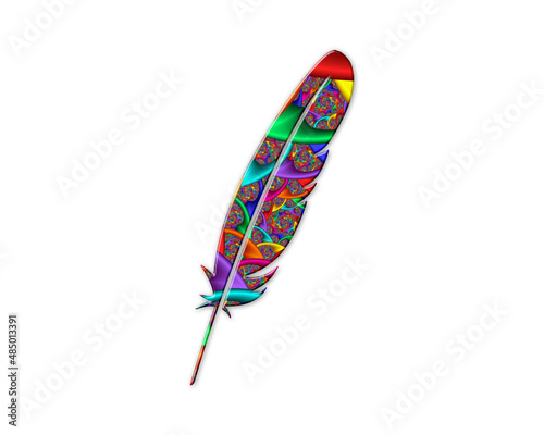 Feather ink pen symbol Mandala icon chromatic logo illustration