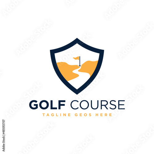 golf course shield illustration logo design