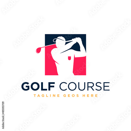 men golf sport illustration logo design