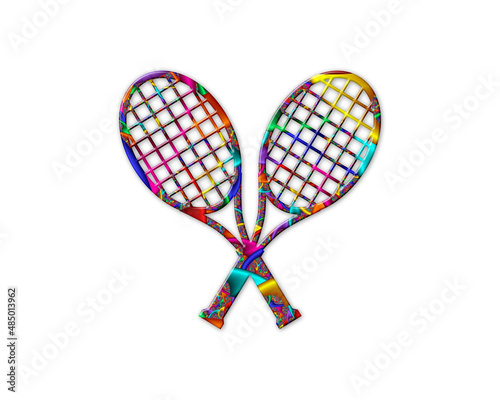 Badminton Tennis Rackets Racquets symbol Mandala icon chromatic logo illustration