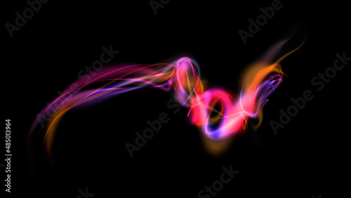 Beautiful abstract cosmic light rays background. Cosmic Magic neon mystical sparks, shine streaks. Glow wave wind lines effect. Futuristic smoke wave power energy glare splash