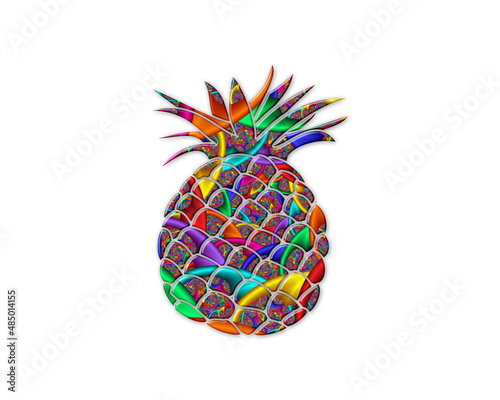 Pineapple Fruit symbol Mandala icon chromatic logo illustration
