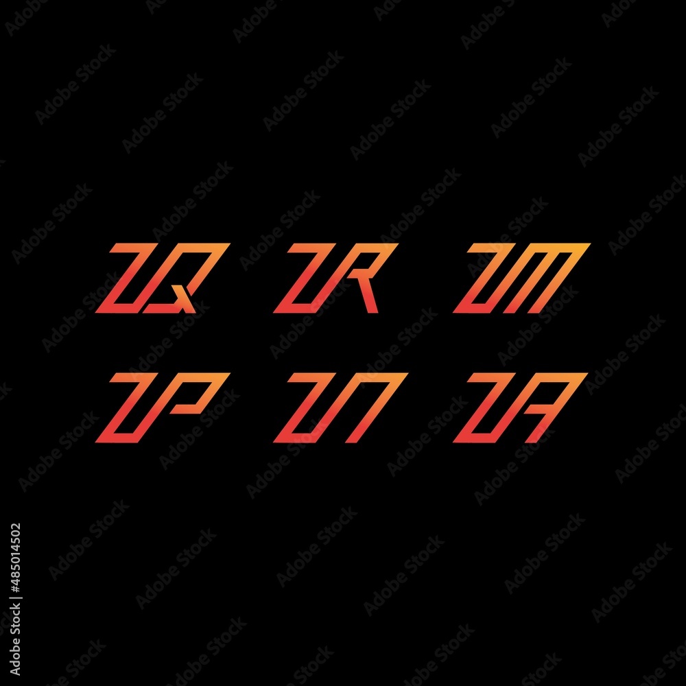 symbol of the letters ZQ,ZR,ZM,ZP,ZN,ZA logo vector icon illustration symbol of the letters ZQ,ZR,ZM,ZP,ZN,ZA logo vector icon illustration