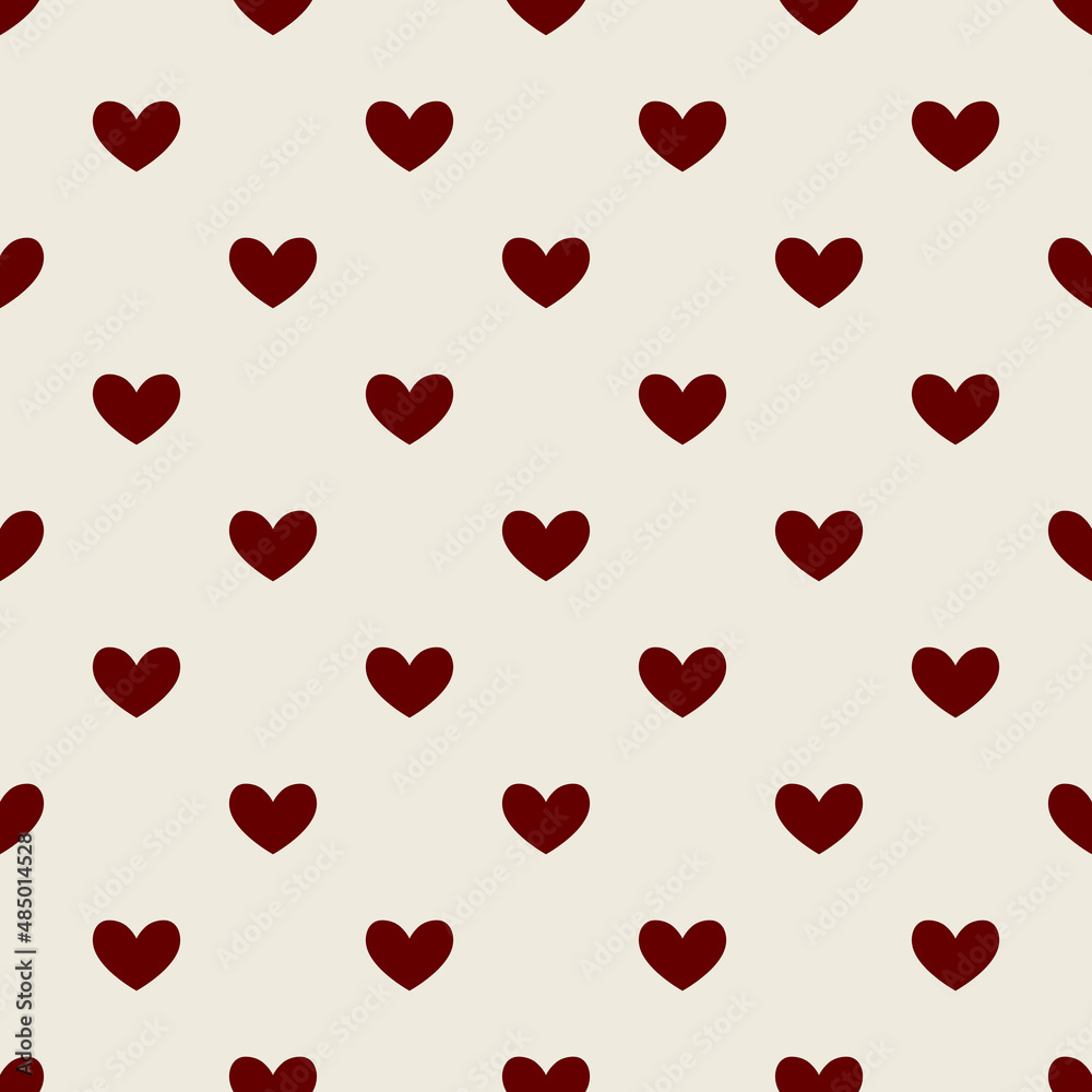 Seamless pattern with hearts. Abstract pattern Valentine's Day with red hearts. Pastel background with cute confetti.