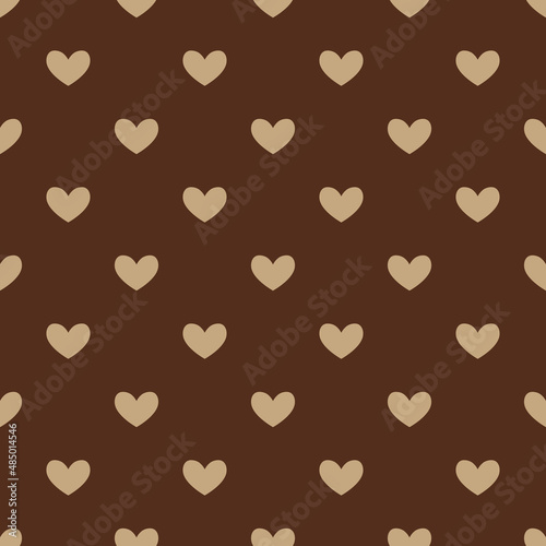 Seamless pattern with hearts. Abstract pattern Valentine's Day with brown hearts. Pastel background with chocolate heart.