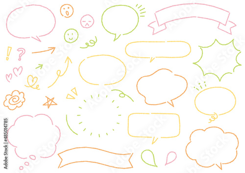 手書きのかわいい吹き出しセット（デコボコの線）