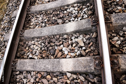 Railroad tracks close up texture image