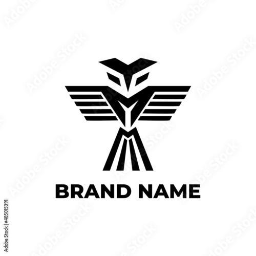 logo template with bird shape facing in geometric style.