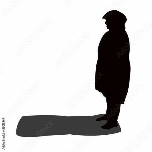a muslim woman praying, body silhouette vector