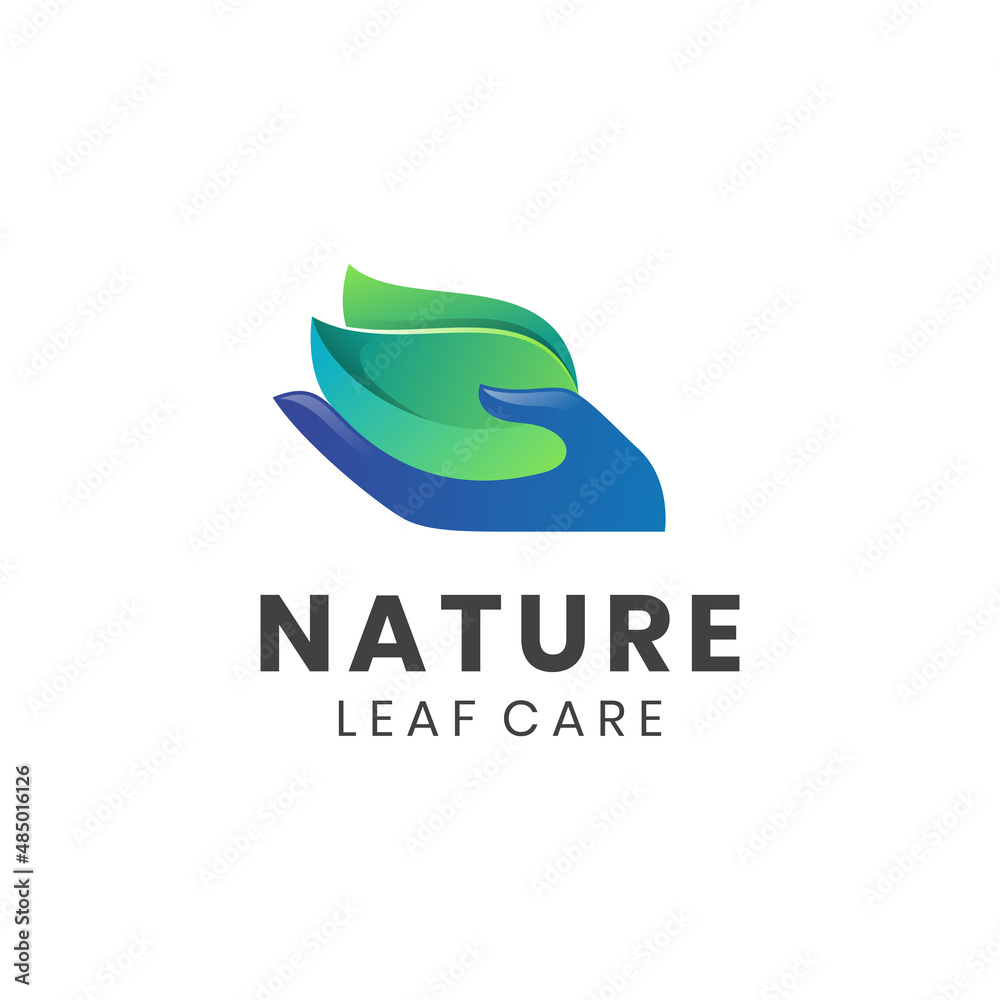 hand icon leaf care logo with plant design concept for biology, medic, herbal, spring natural logo design hand icon leaf care logo with plant design concept for biology, medic, herbal, spring natural logo design