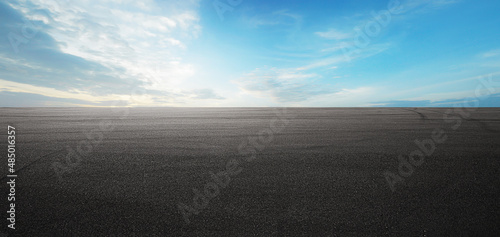 Fotografia, Obraz Panorama empty asphalt road and tarmac floor. Cloudy sky