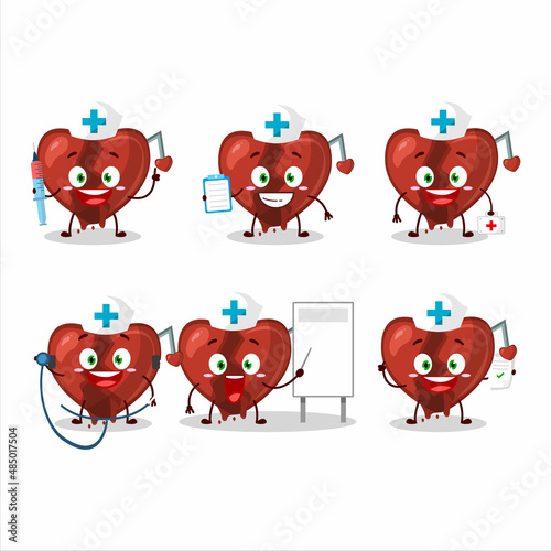 Doctor profession emoticon with broken heart love cartoon character