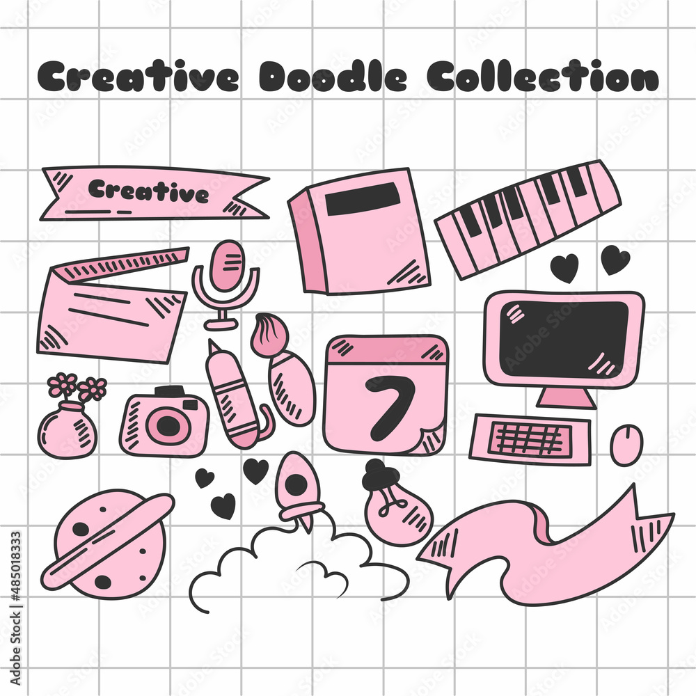 creative doodle art collection hand draw style