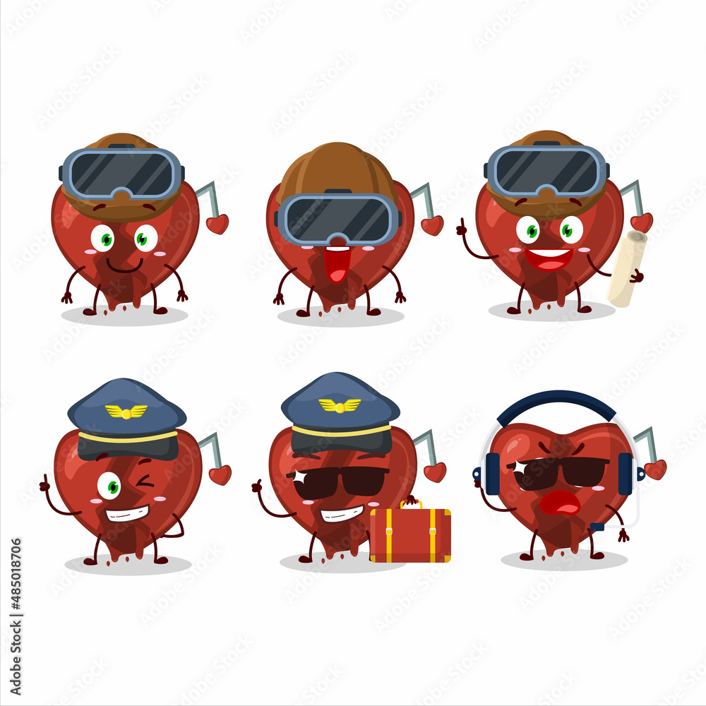 Pilot cartoon mascot broken heart love with glasses Pilot cartoon mascot broken heart love with glasses