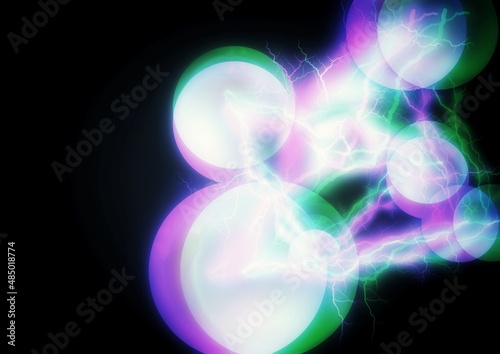 光の線で連結された球体のイラスト