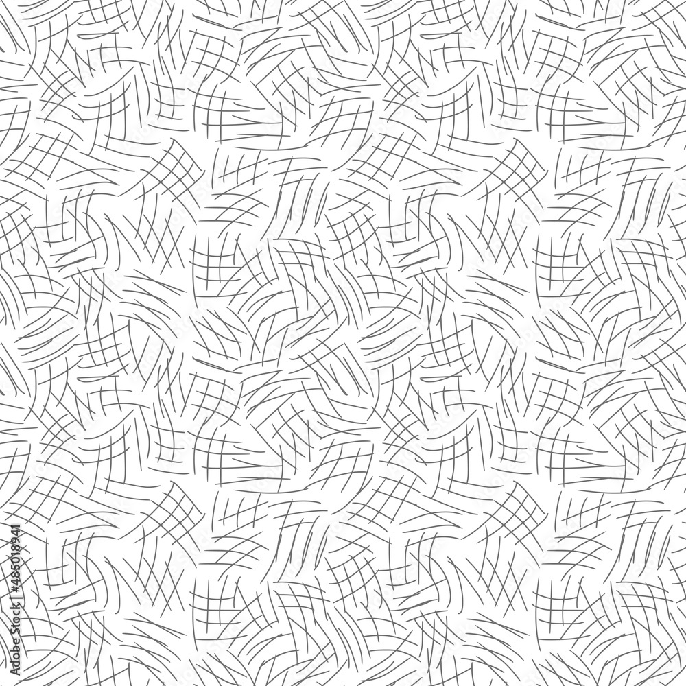 Seamless pattern. Black lines, dashes on a white background.	