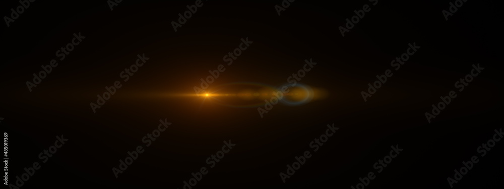 lens flares for photography and anamorphic lens flare. Beautiful digital light flare. Abstract Glowing light effect lens flare on dark background.