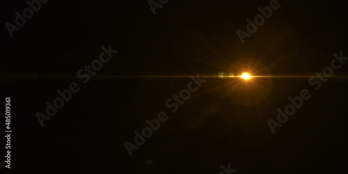 lens flares for photography and anamorphic lens flare. Beautiful digital light flare. Abstract Glowing light effect lens flare on dark background. photo