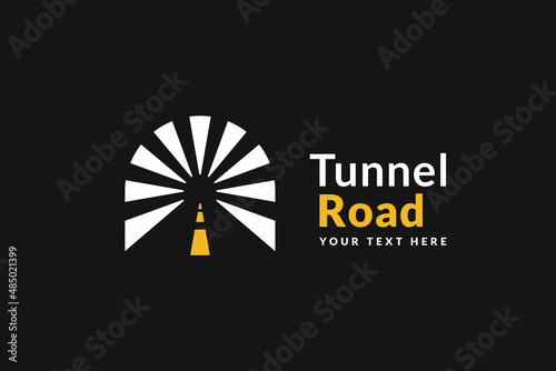 elegant tunnel road logo modern minimal style design, perspective concept, vector graphic