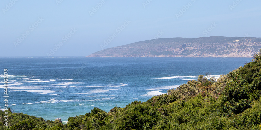 View over the Indian ocean from the Whale Lookout point in Plettenberg Bay in South Africa