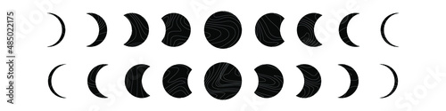 Moon phases flat icon illustration isolated on background. Vector EPS10