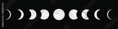 Moon phases flat icon illustration isolated on background. Vector EPS10