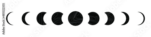 Moon phases flat icon illustration isolated on background. Vector EPS10