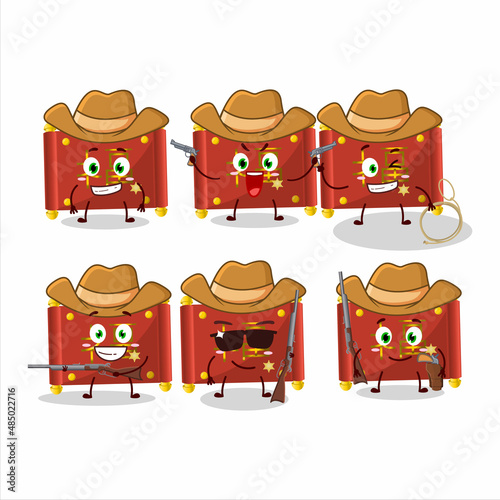 Cool cowboy red paper roll chinese cartoon character with a cute hat