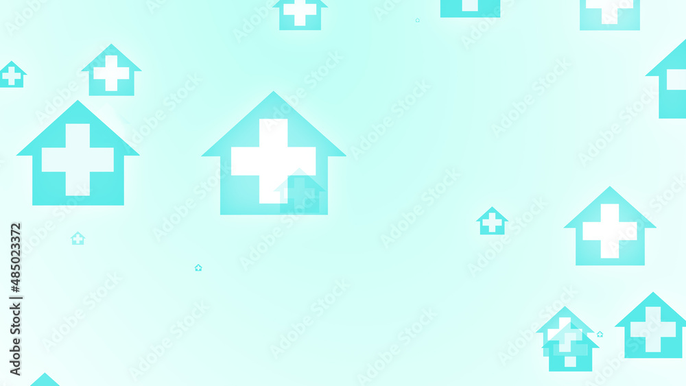 Medical health blue green cross on home pattern background. Abstract banners with prevent virus infection and healthcare stay home concept. Medical health blue green cross on home pattern background. Abstract banners with prevent virus infection and healthcare stay home concept.