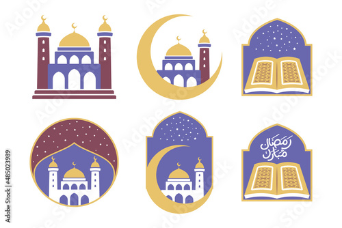 Ramadan kareem mosque flat design. Mosque illustration celebrating holy ramadan season.