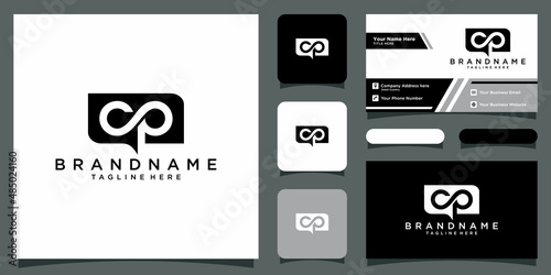 Initial letter logo CP, PC, template logo design vector with business card design