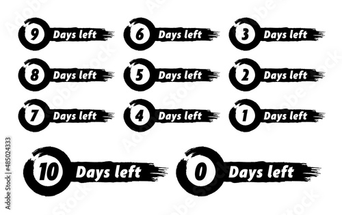 WebNumber 10 to 0 days left countdown with bold dry ink brush stroke photo