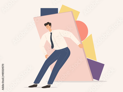 Sad, tired, exhausted people overloaded with tasks and problems