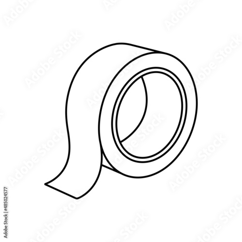 Adhesive Tape Outline Icon Illustration on White Background