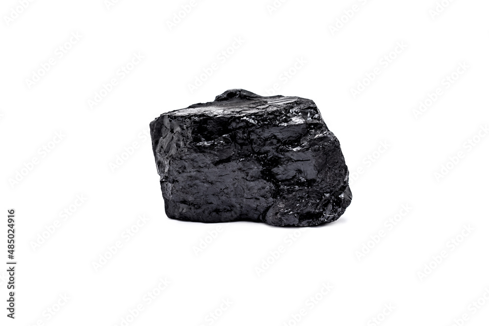 Piece of coal on white background