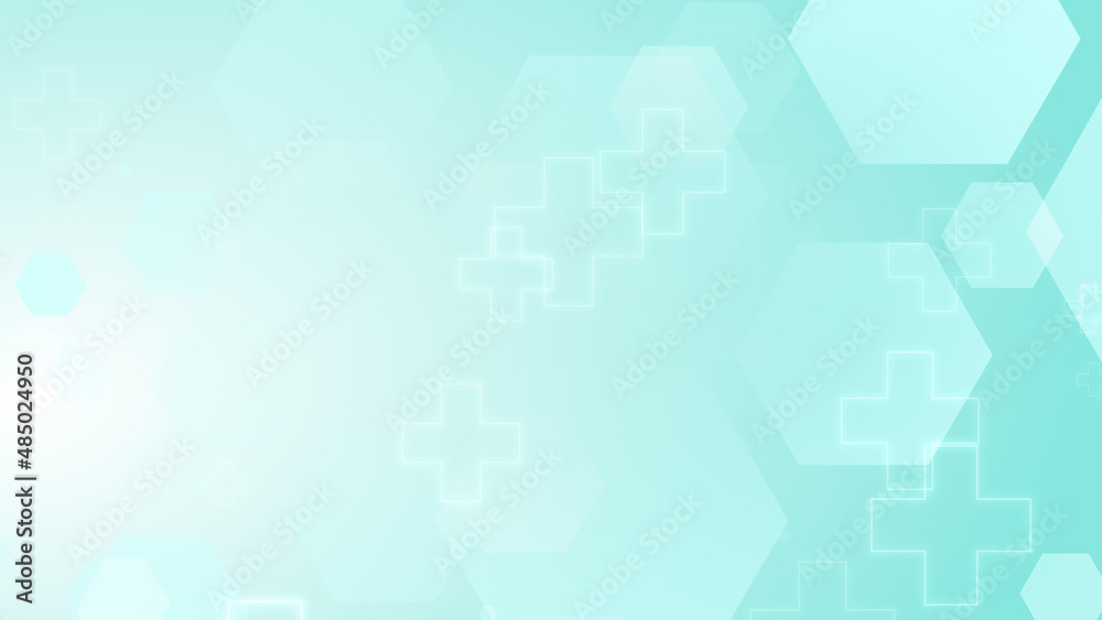 Abstract hexagon cross geometric blue green pattern medical background ...