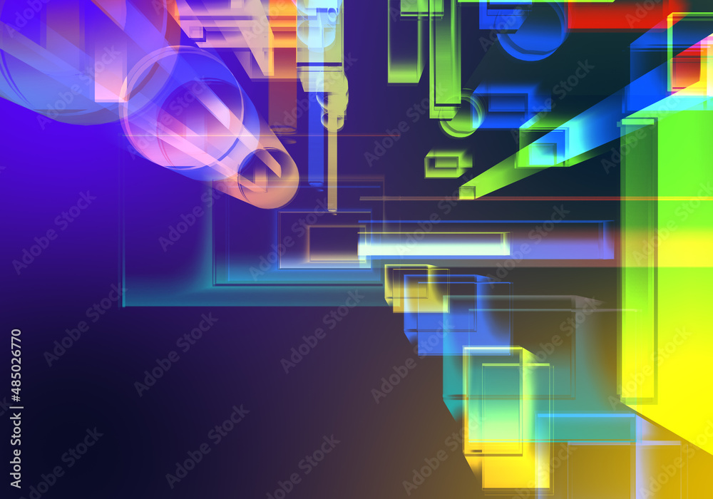 Fototapeta premium Abstract 3d colorful blockchain isometric digital technology texture background.