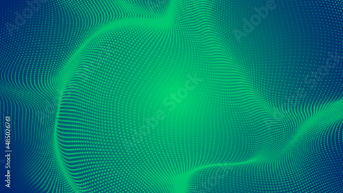 Abstract dot green wave pattern gradient texture technology background.