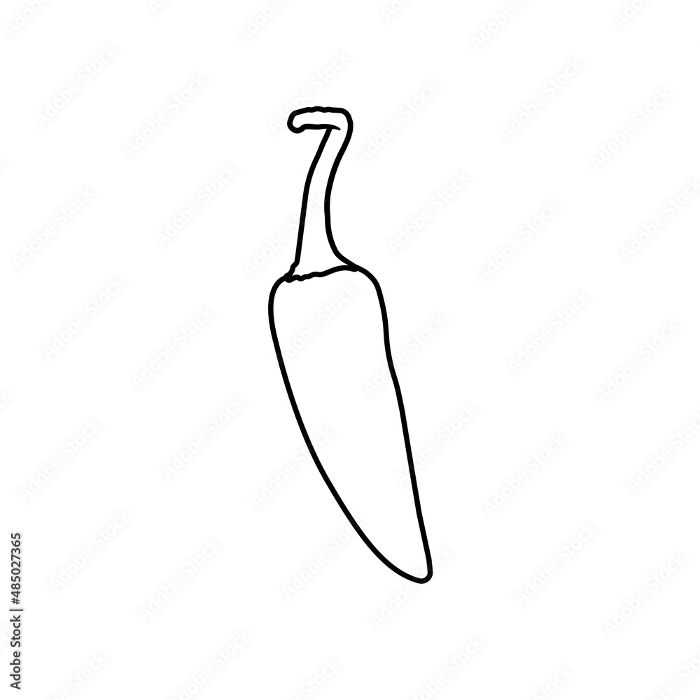 Chili Outline Icon Illustration on White Background Chili Outline Icon Illustration on White Background